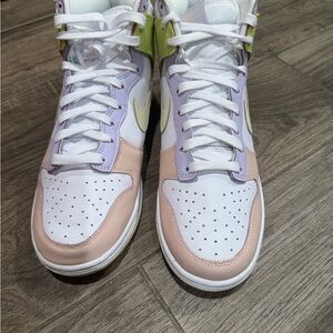 Nike Women’s Dunk Pastel Pink, Lavender, Lime & White High-Top Sneakers